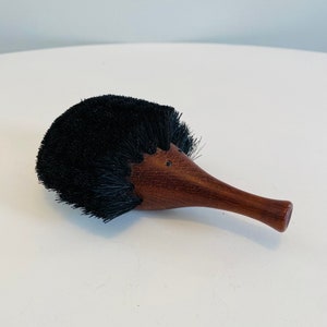 Vintage Teak Hedgehog Lint Brush, Mid Century Modern Hedgehog Figurine, Danish Modern Teak Hedgehog Clothes Brush