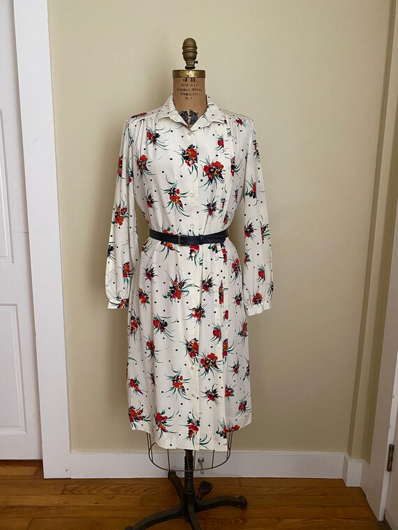 Vintage Lanvin Floral Shirtdress, 1970s Mod Flora… - image 1