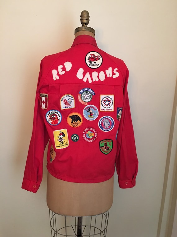 Vintage 1970s Boy Scout Red Jacket with Girl Scout