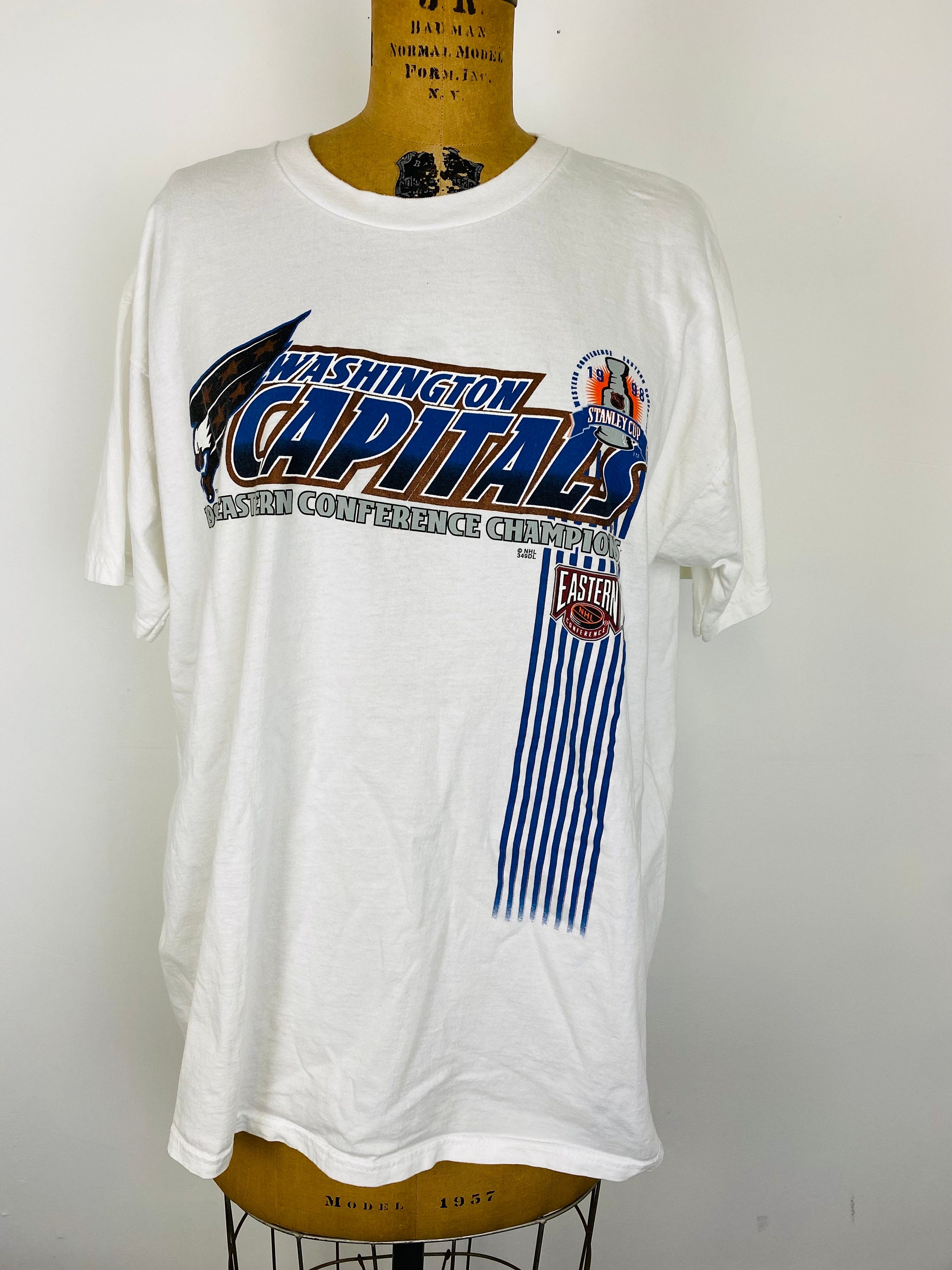 Vintage Washington Capitals T-shirt Grey Blue Single Stitch 