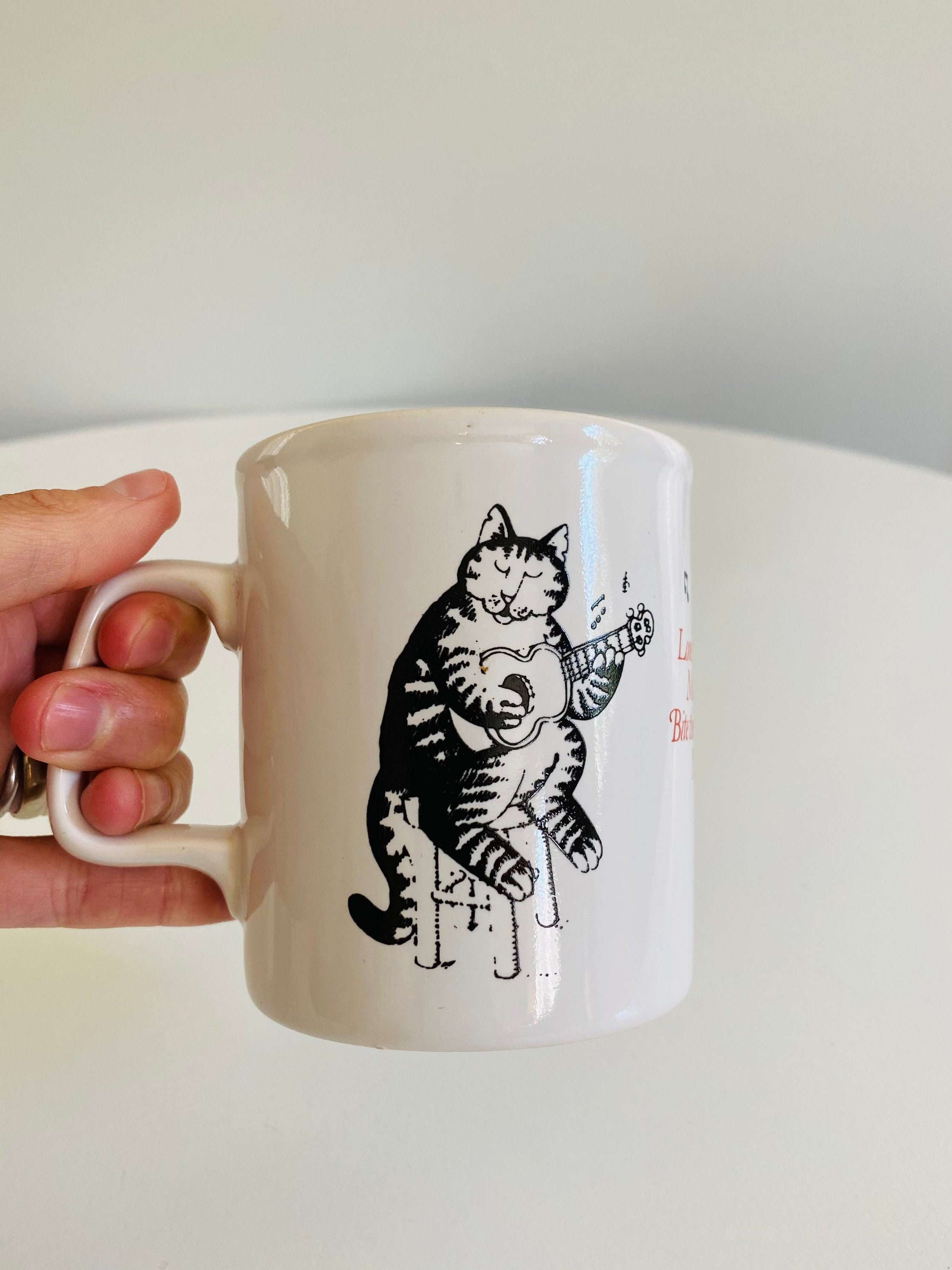 Vintage B. Kliban Cat Mug, Love to Eat Them Mousies, Black and