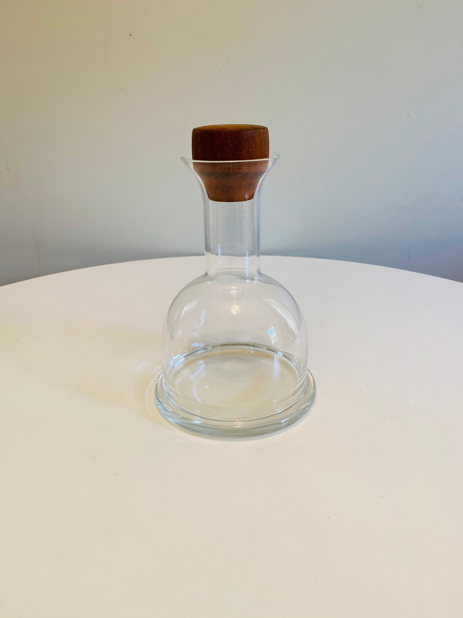 Vintage Danish Modern Glass Decanter With Wood Stopper Glass Etsy