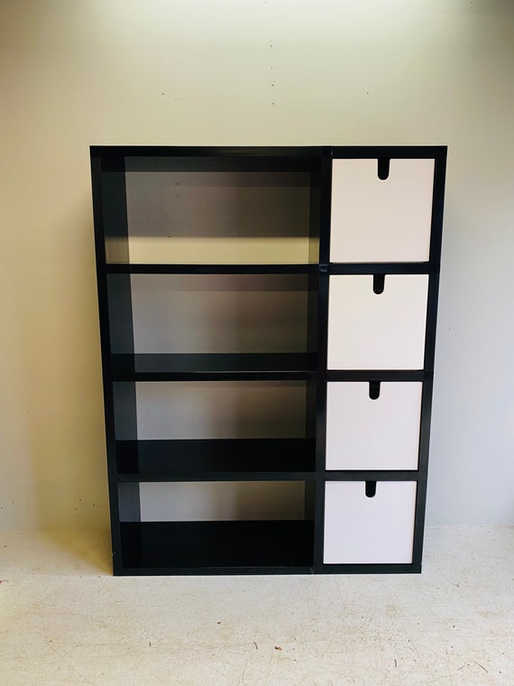 Vintage Polvara Bookshelf by Kartell with 4 Cubes Giulio A. Polvara Made in Italy Modern Modular Bookshelf Black and White Shelving Unit Etsy