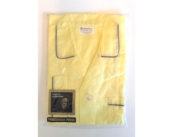 Conjunto de pijama vintage para hombre, nuevo, de stock antiguo, color amarillo, marca McKenzie, talla imperial B, pantalón largo.