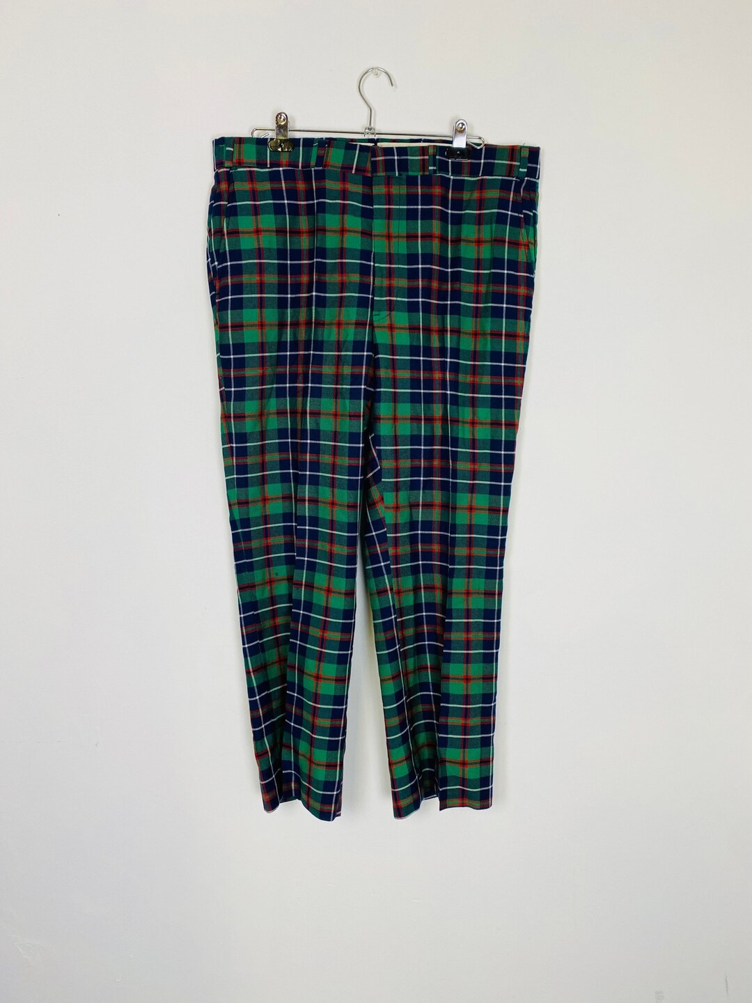 Vintage Men's Tartan Plaid Pants Green / Navy / Red Plaid Etsy