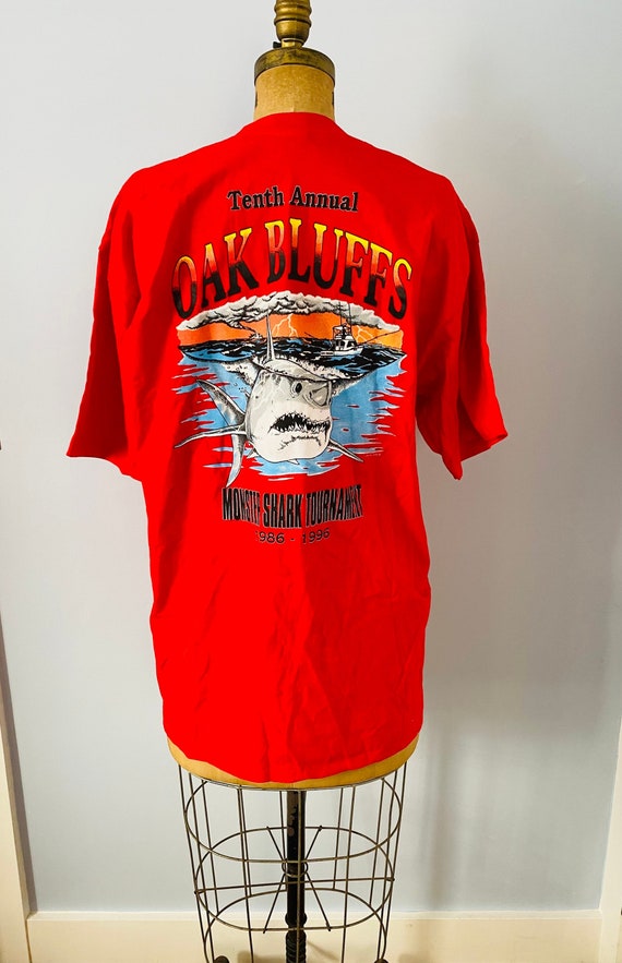 Vintage Oak Bluffs Monster Shark Tournament 1986-1996 Souvenir T-shirt,  Martha's Vineyard T-shirt, Shark Fishing, 1990s Vintage Tee 