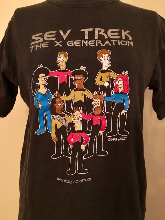 Vintage Sev Trek the X Generation T-shirt, 1997 Sev Trek Cartoon