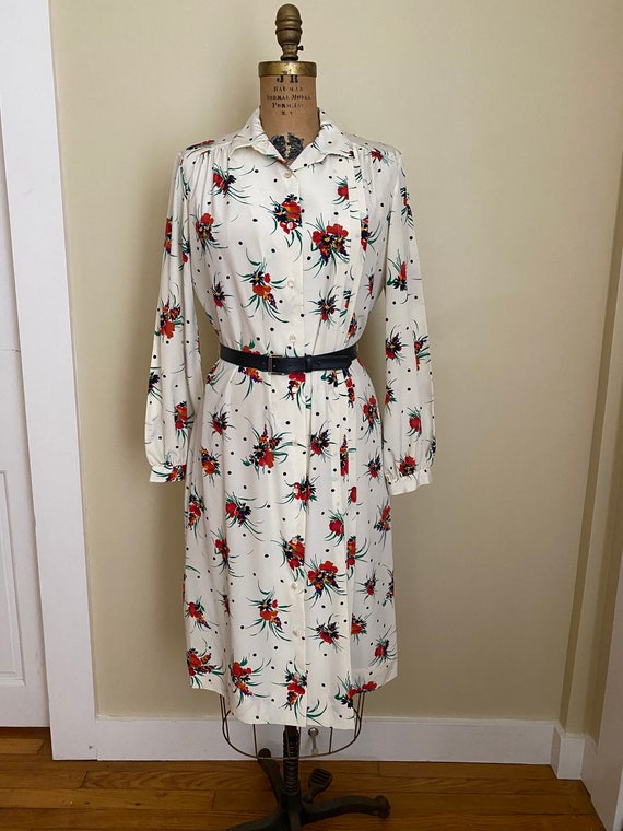 Vintage Lanvin Floral Shirtdress, 1970s Mod Flora… - image 2