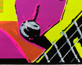 Vintage Bob Marley Felt Neon Blacklight Poster, 1981, Roots Rasta