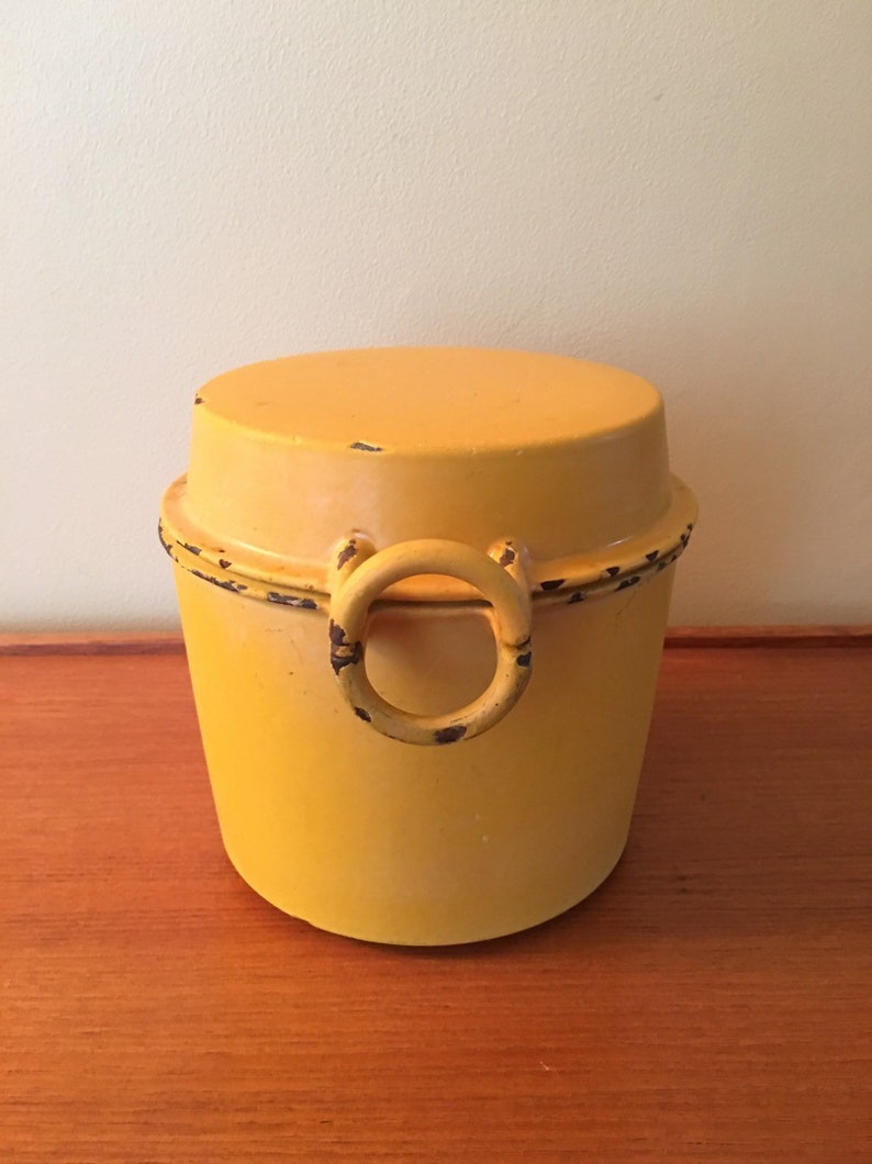 Yellow Enamel Pan with Lid Mid Century Enamelware Cooking Pot Dansk Designs Jens Quistgaard Dansk Orecast Yellow Dutch Oven