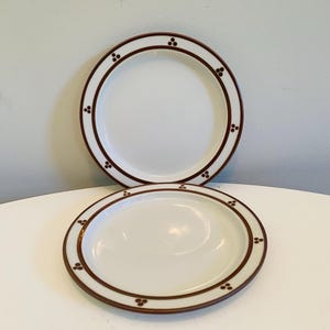 Dansk Bistro Fredriksborg Brown Dot Dessert Plates Set of 2, Dansk NR, Niels Refsgaard Design, Dansk International Japan, Brown and White
