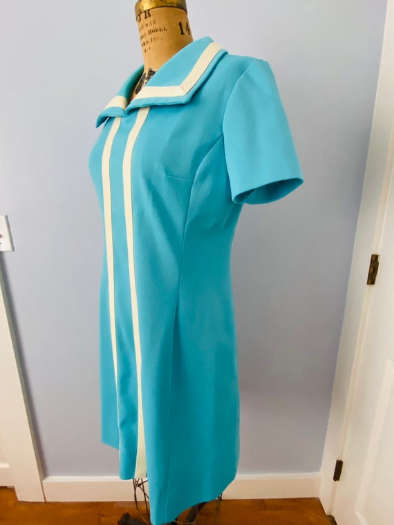 Vintage Blue and White Summer Dress, Verona Knits… - image 5