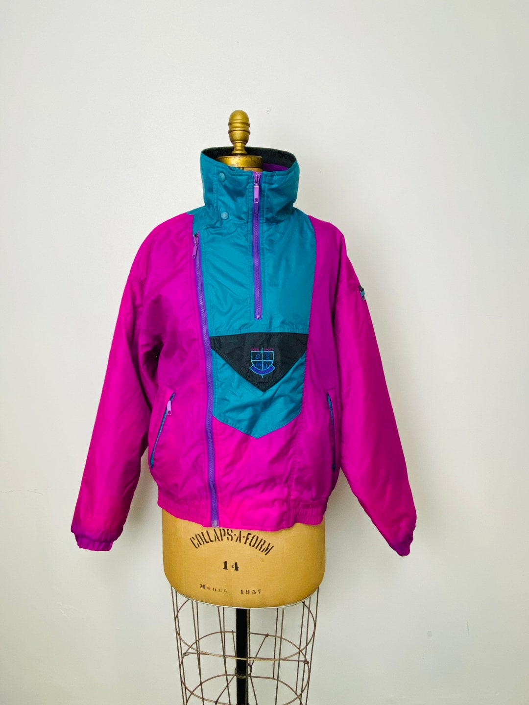 Vintage Skyr Sport Convertibles Ski Jacket, 1990s Colorblock Fuchsia