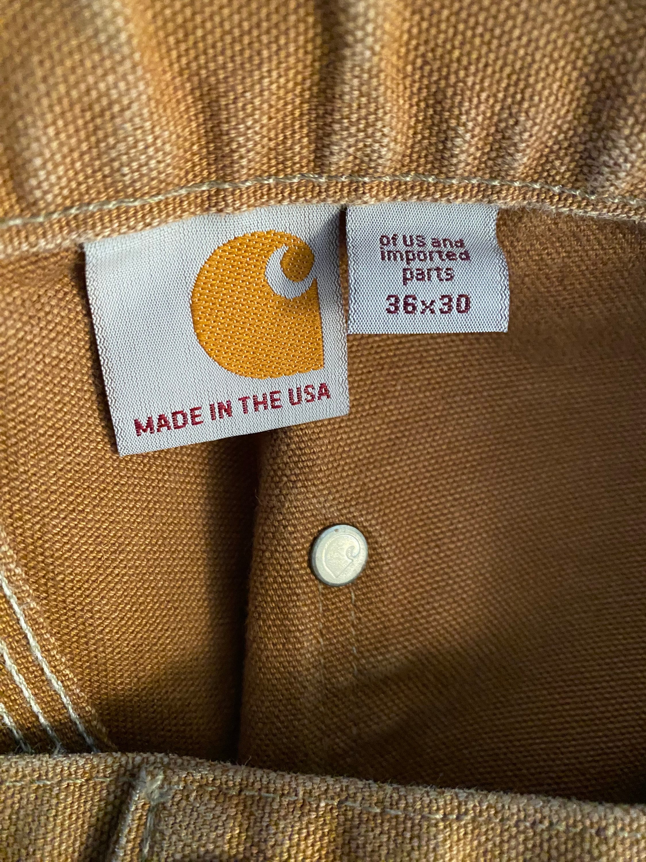 Vintage Carhartt Double Knee Brown Denim Work Pants Carpenter