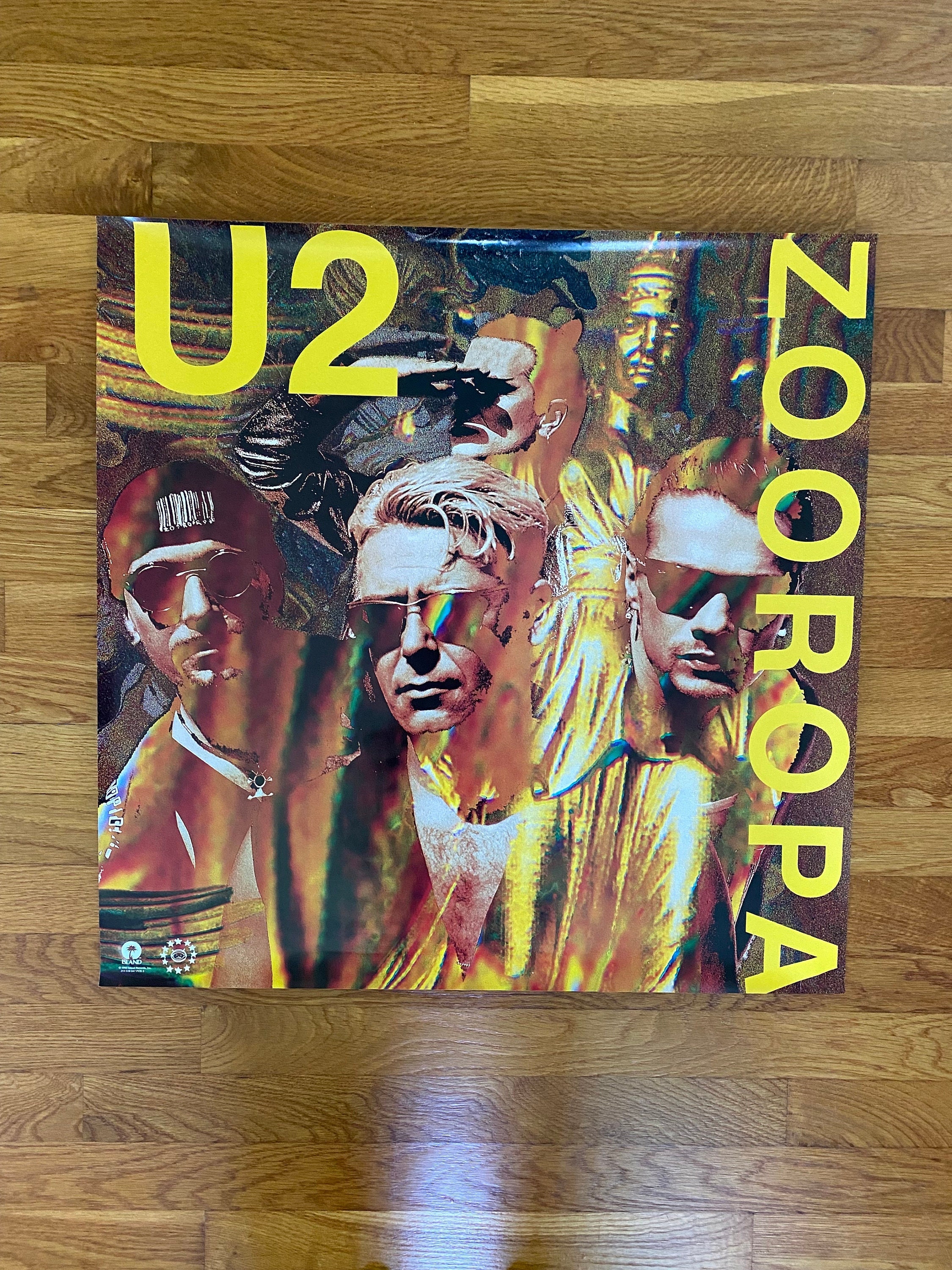 U2 Zooropa, Original 1993, Promotional Poster, 24" x 24", Never Hung, U2 Poster, Record Store Promo Poster, Bono Poster, 90s U2 Poster