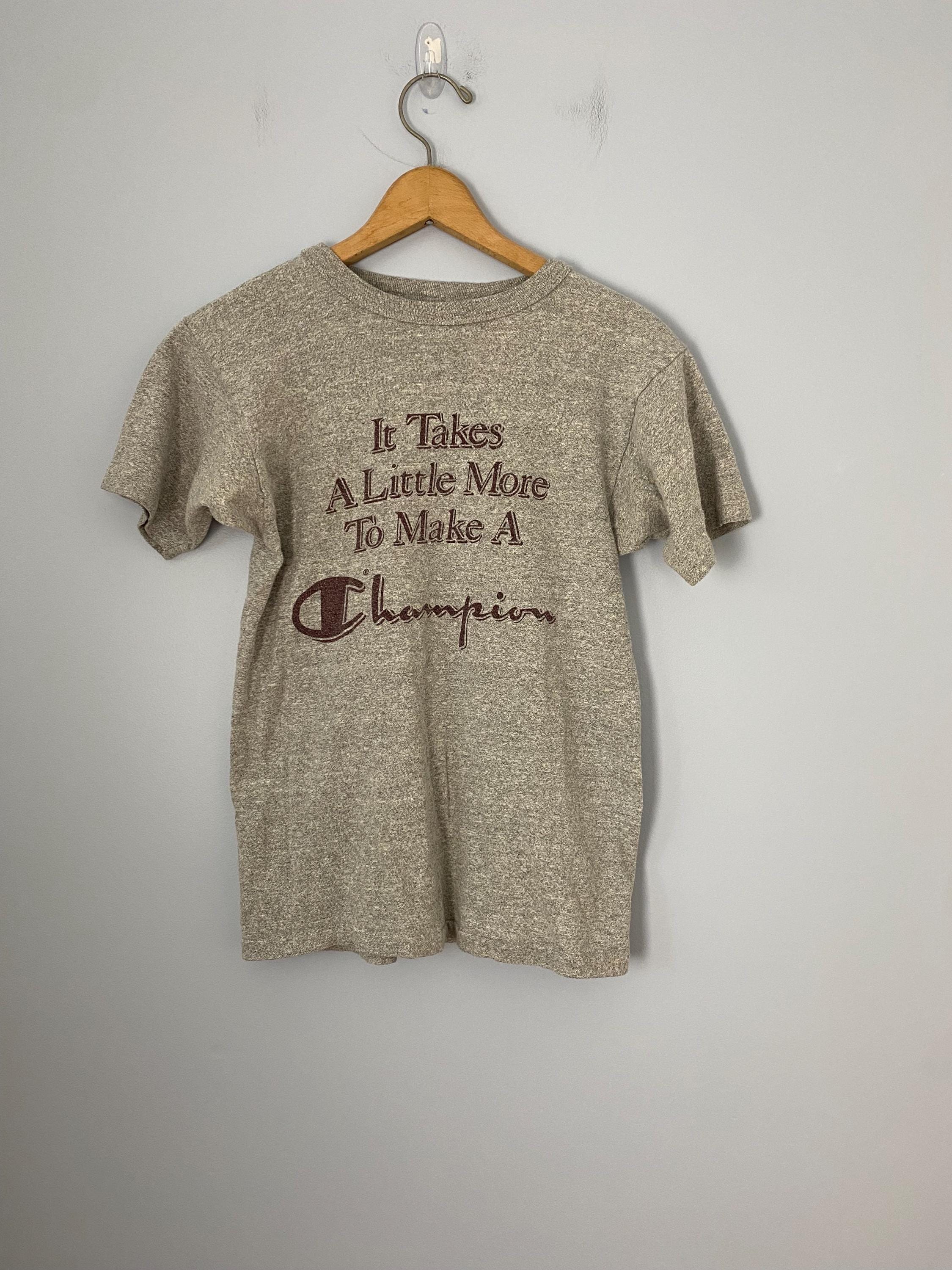 Vintage Champion Spellout T-shirt, Size Small, It Takes a Little