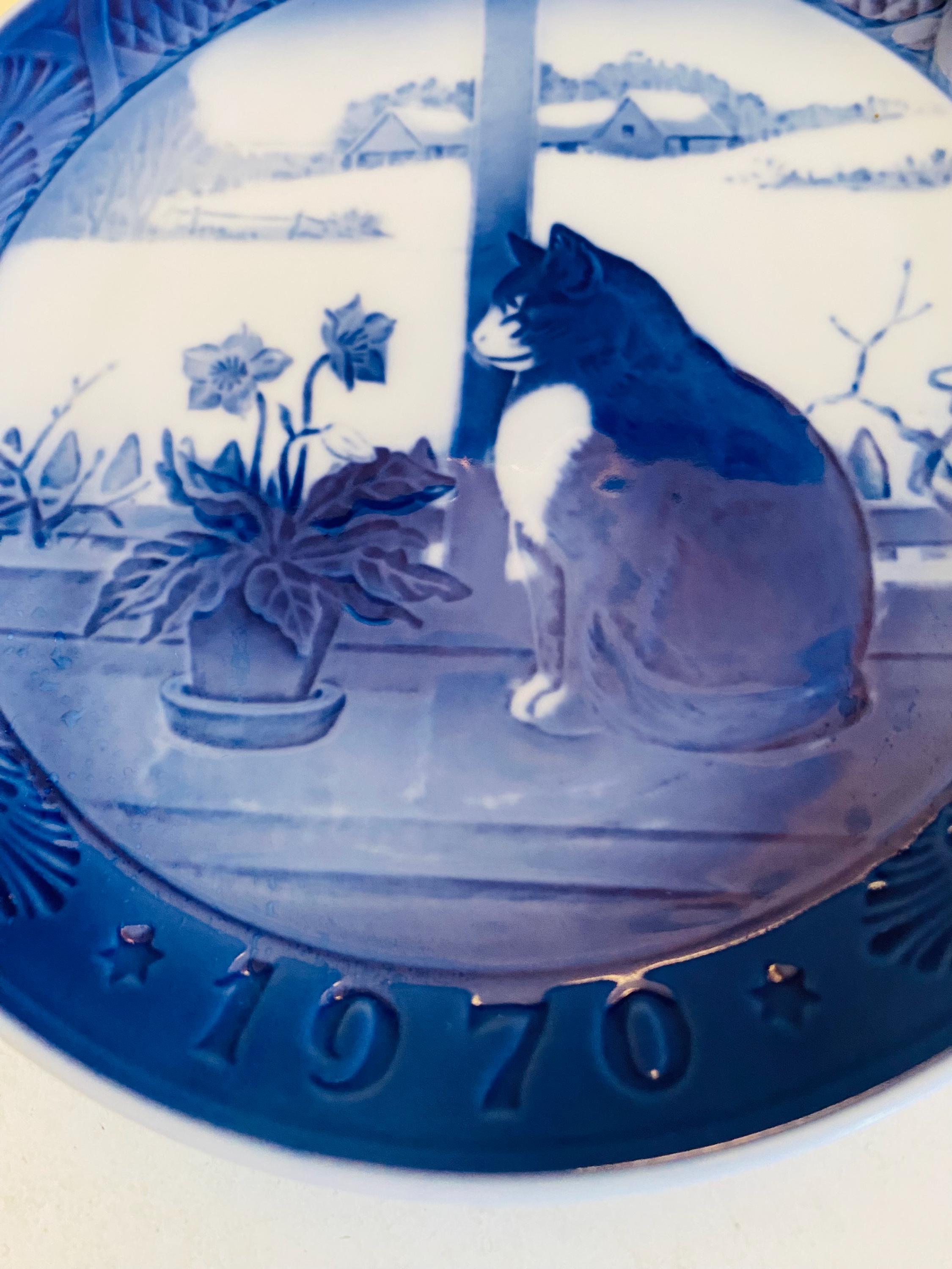 ヴィンテージ 1970 ロイヤルコペンハーゲン クリスマスローズと猫の