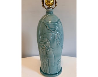Vintage Scargo Pottery Table Lamp Mary Holl / Harry Holl Celadon Glaze Fantasy