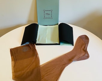 Vintage Magic Sole Walking Sheers Nylon Stockings in Original Box, 3 Pair, New Old Stock, 1960s Thigh High Stockings, R.H. Stearns, 10 M