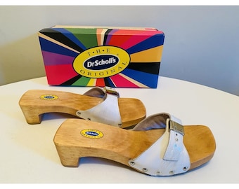 Dr Scholls Women Size 7 M Exercise Clog Sandal White Smooth Leather Slide New