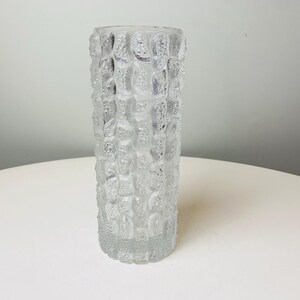 Vintage Olovolis Glass Vase by Jiri Repasek, Made in Czech Republic, Clear Glass Vase, 1970s Textured Art Glass Vase