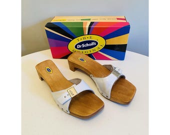 Dr Scholls Women Size 9 M Exercise Clog Sandal White Smooth Leather Slide New