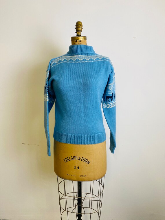 Vintage Norwegian Handkint Fair Isle Wool Turtlen… - image 2