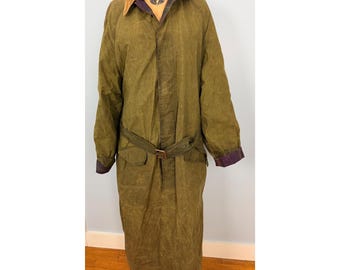 Vintage Polo Ralph Lauren Equestrian Oiled Coat Men's L Corduroy Collar USA