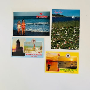 Cartoline Vintage Cape Cod, Set di 4, 1970 1980 Cape Cod Souvenir Postcard, Souvenir di viaggio, Massachusetts ha tutto, Vacationland, Beach