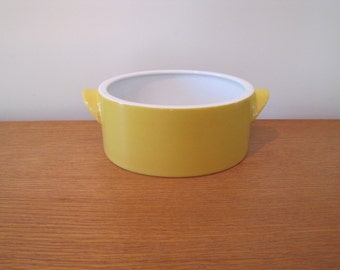 Arabia Finland Bowl, Birger Kaipiaian Yellow Bowl with White Interior, Made in Finland, Yellow and White, Mid Century Modern, Serving Dish