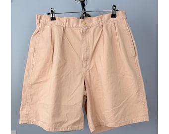 Vtg Polo By Ralph Lauren Mens 36 Pink Cotton Chino Pleated Shorts Made In USA