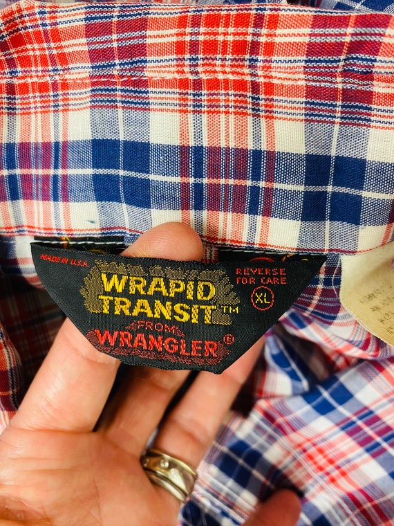 Vintage Wrangler Wrapid Transit Men's Plaid Snap … - image 5