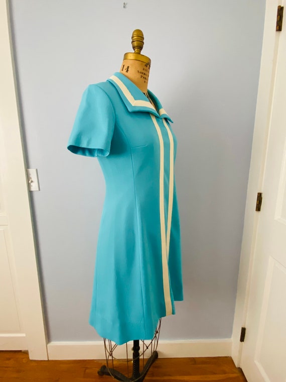 Vintage Blue and White Summer Dress, Verona Knits… - image 3