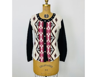 Vintage Roper Western Wear Woman's M Rodeo Shirt Button Down Shirt Aztec Print