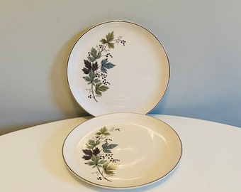 Vintage Taylor Smith & Taylor Melody Lane Salad Plates, Homemaker Set, Versatile, Set of 2, Mid Century Dinnerware, Grape Leaves Plates