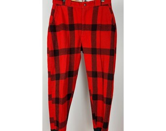 Pantalon de chasse vintage en laine à carreaux rouges et noirs de style Buffalo, style utilitaire, Dubble Ware