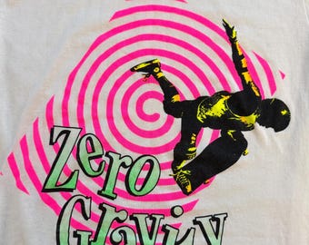 Vintage Zero Gravity T-shirt, Size Medium, 80s Skater Style, Sun