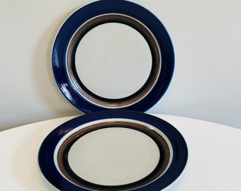 Arabia Finland Saara Dinner Plates, Set of 2, Anja Jaatinen-Winquist, Arabia Dinner Plate Cobalt Blue, Bronze, Black, Scandinavian Tableware
