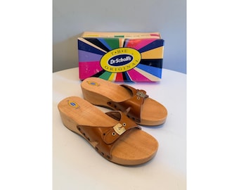Sandalias tipo zueco de madera para mujer Dr Scholls, talla 10 M, color marrón claro, nuevas.