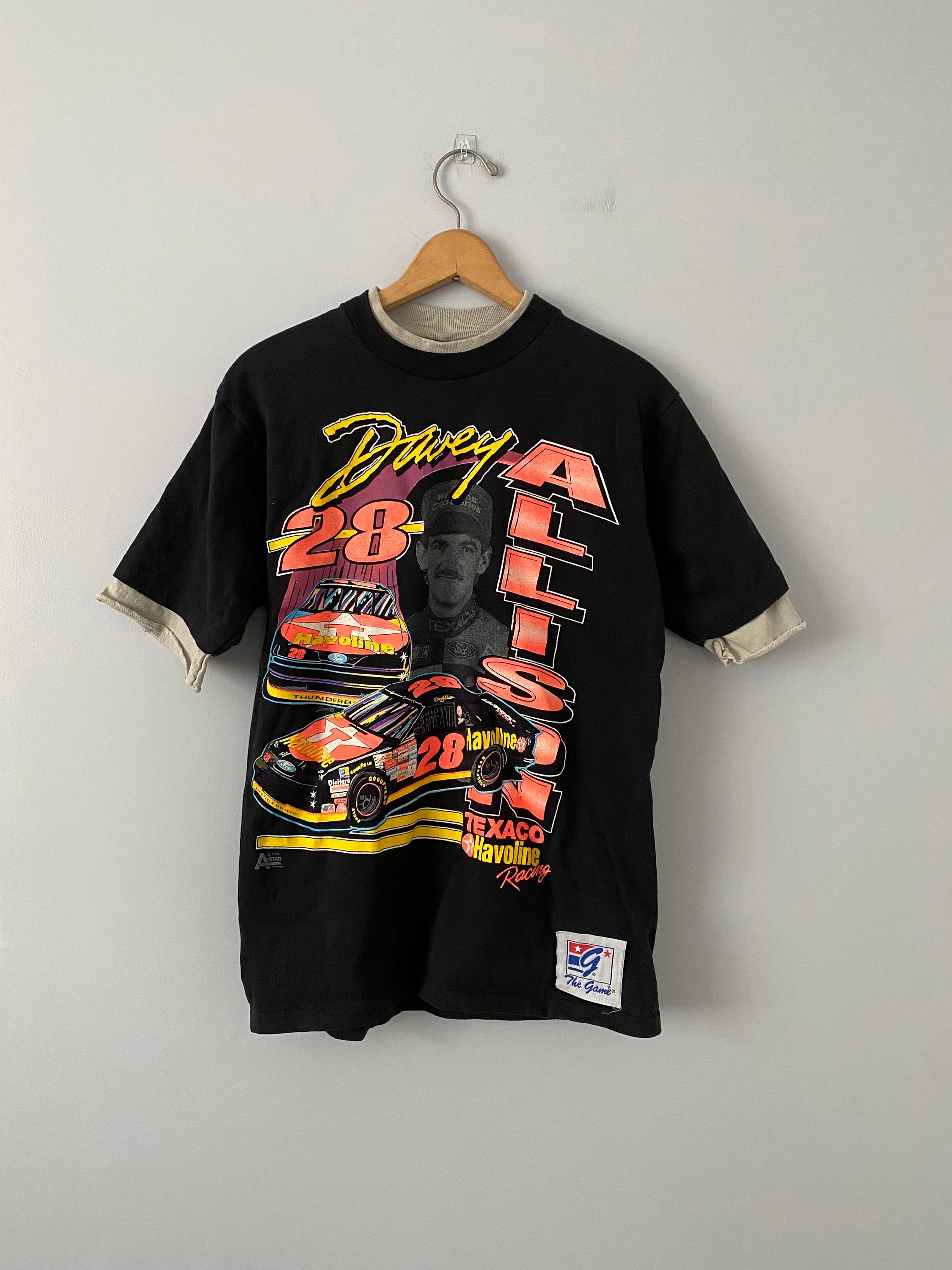 Vintage Davey Allison #28 T-shirt, 1990s NASCAR T-shirt, Size M