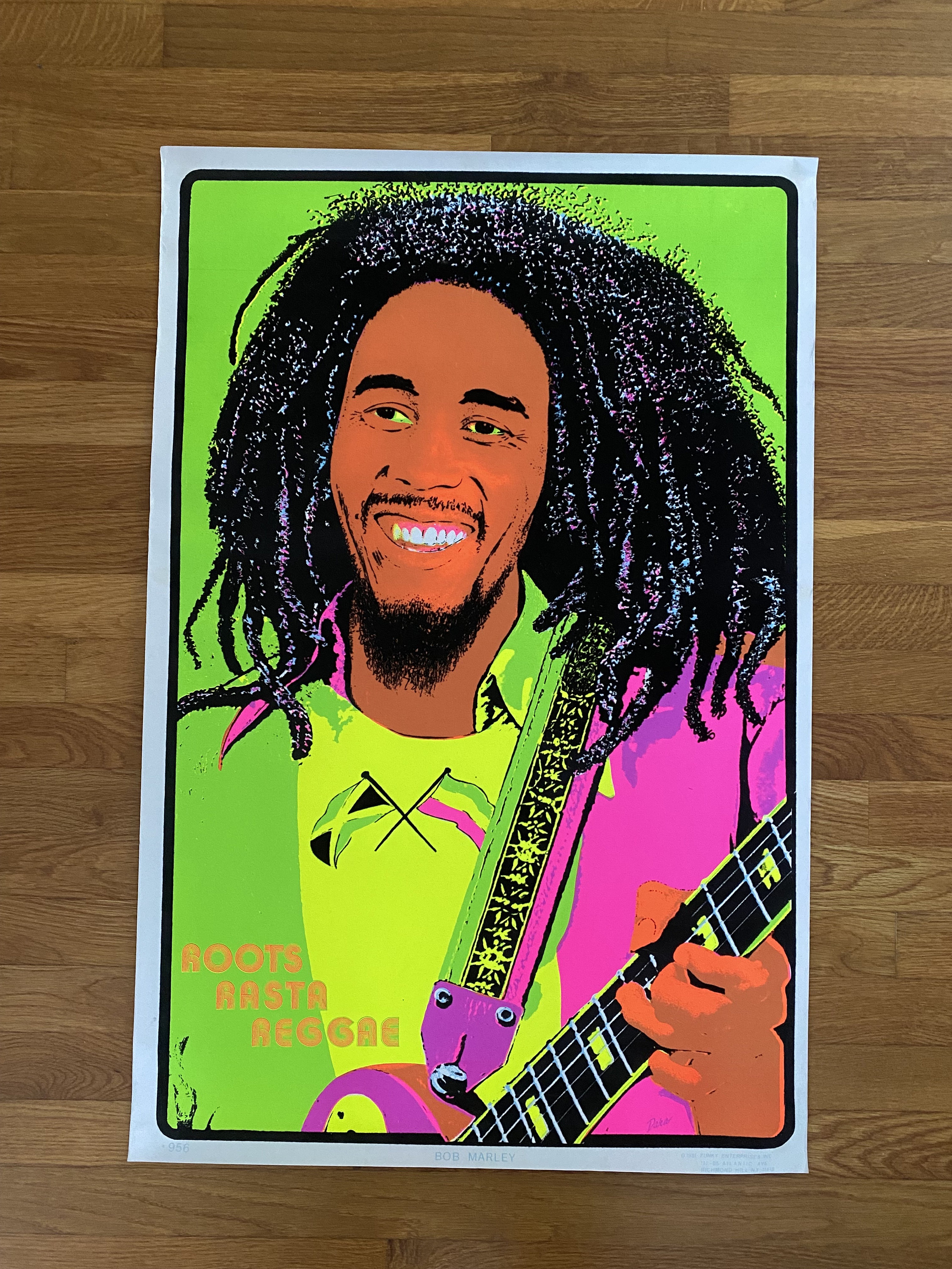 Bob Marley The Positive Day Vintage 1993 Black Light Poster