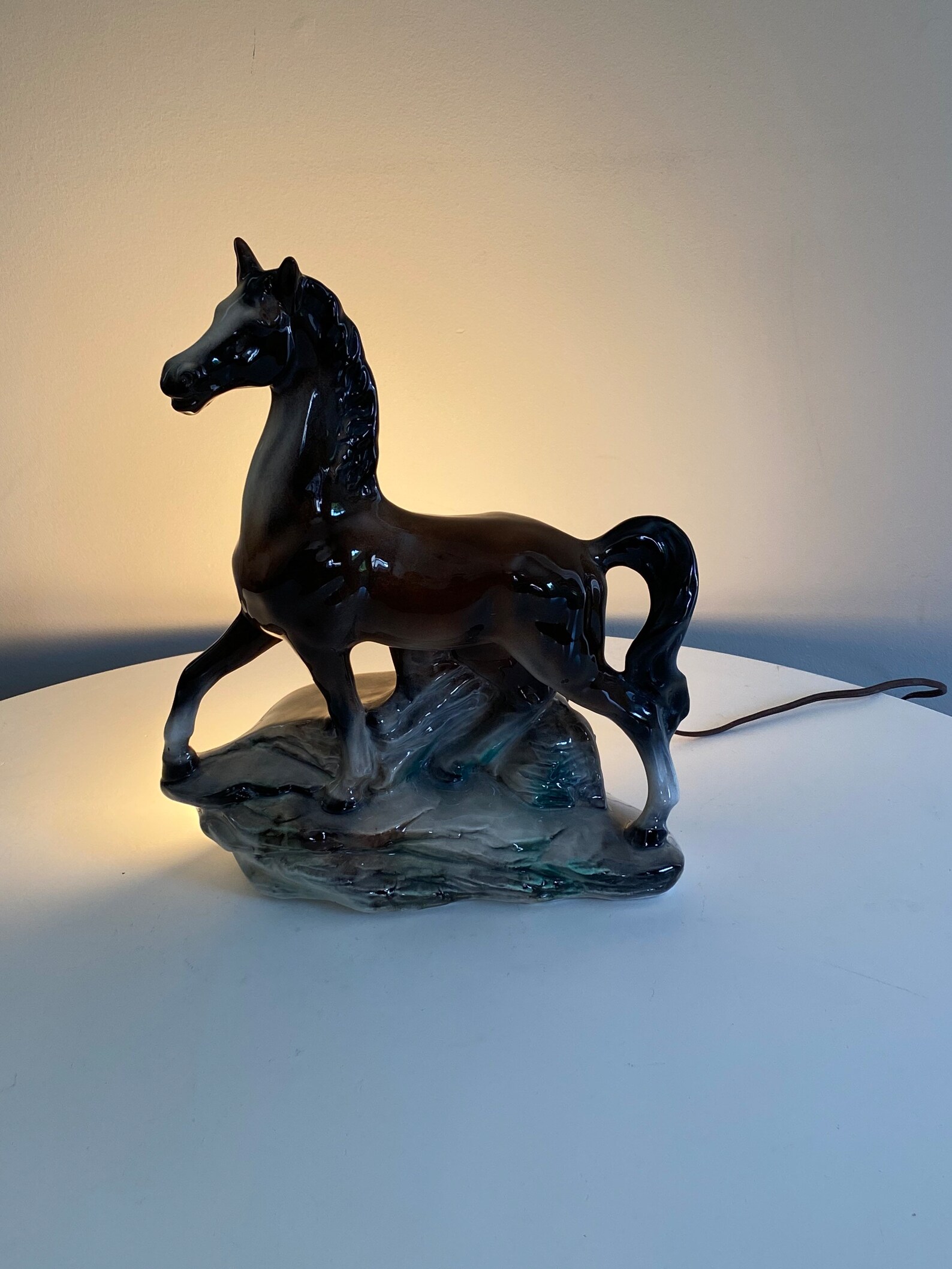 Vintage Horse TV Lamp Brown Stallion TV Lamp Mid Century Etsy