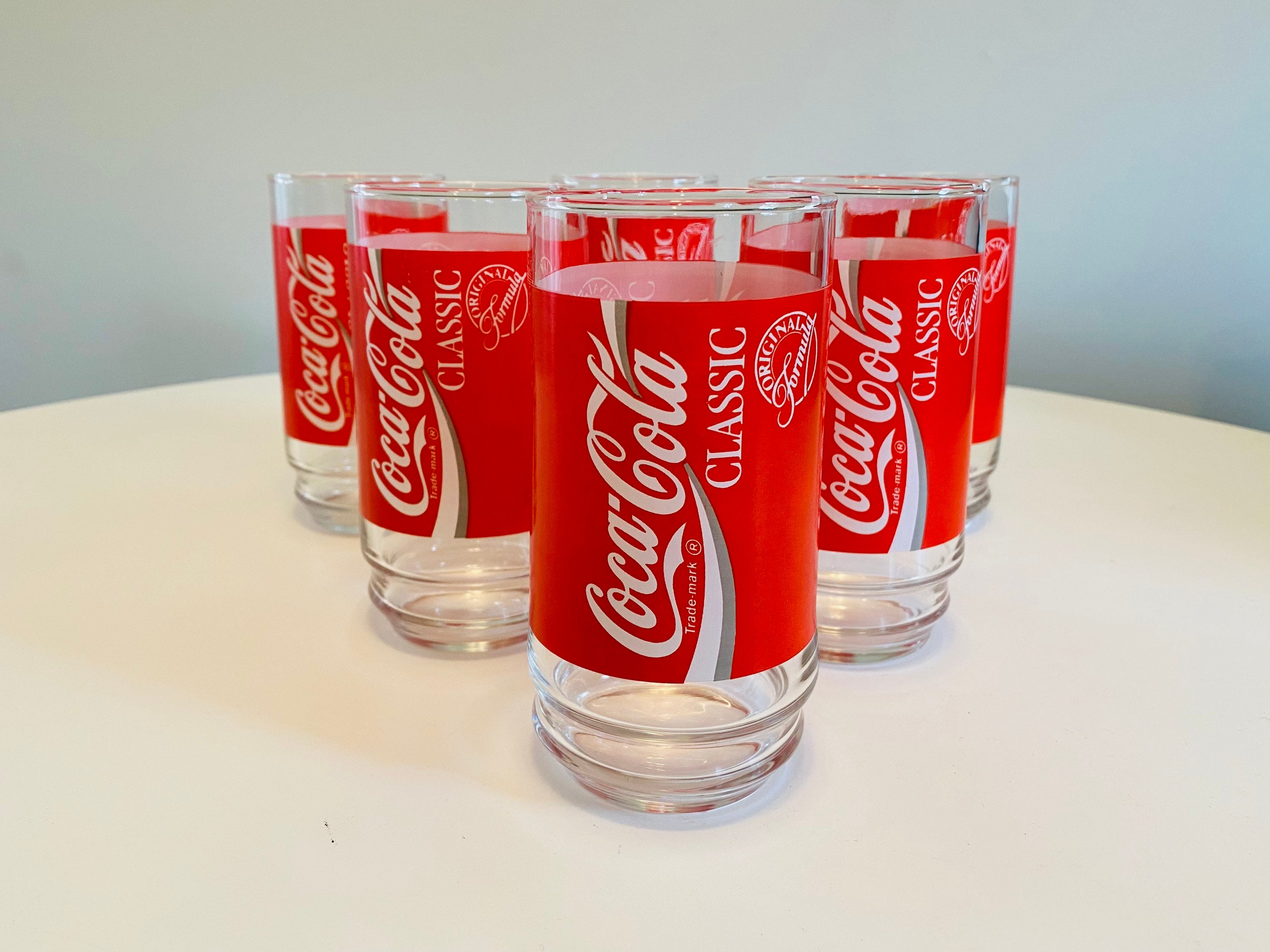 Vintage Coca Cola Coke Glasses 70's 6” Drinking Glass Red Logo 16 Oz