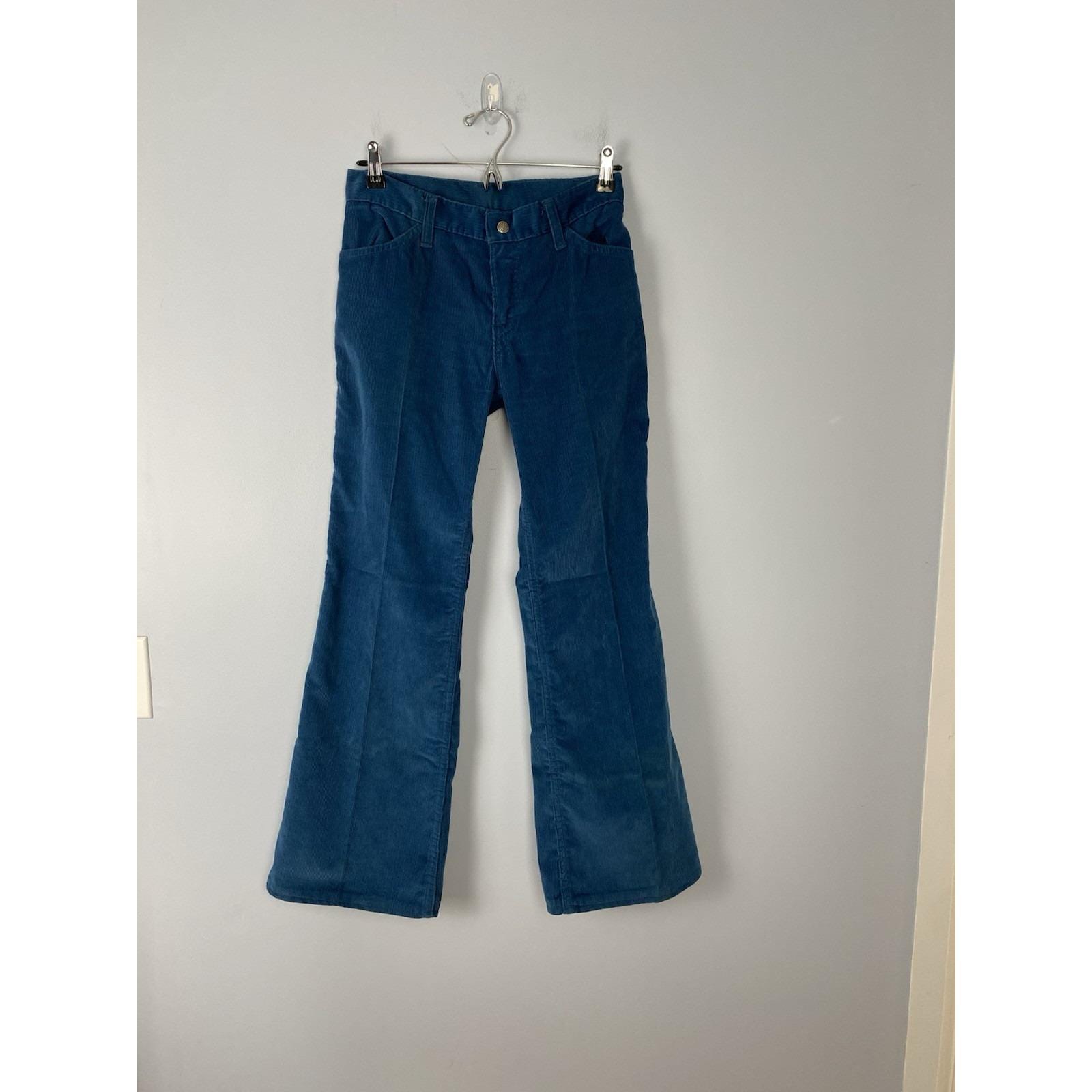 Vintage Levi's Flare Corduroy Pants Womens 27X28 Blue Cords 70s