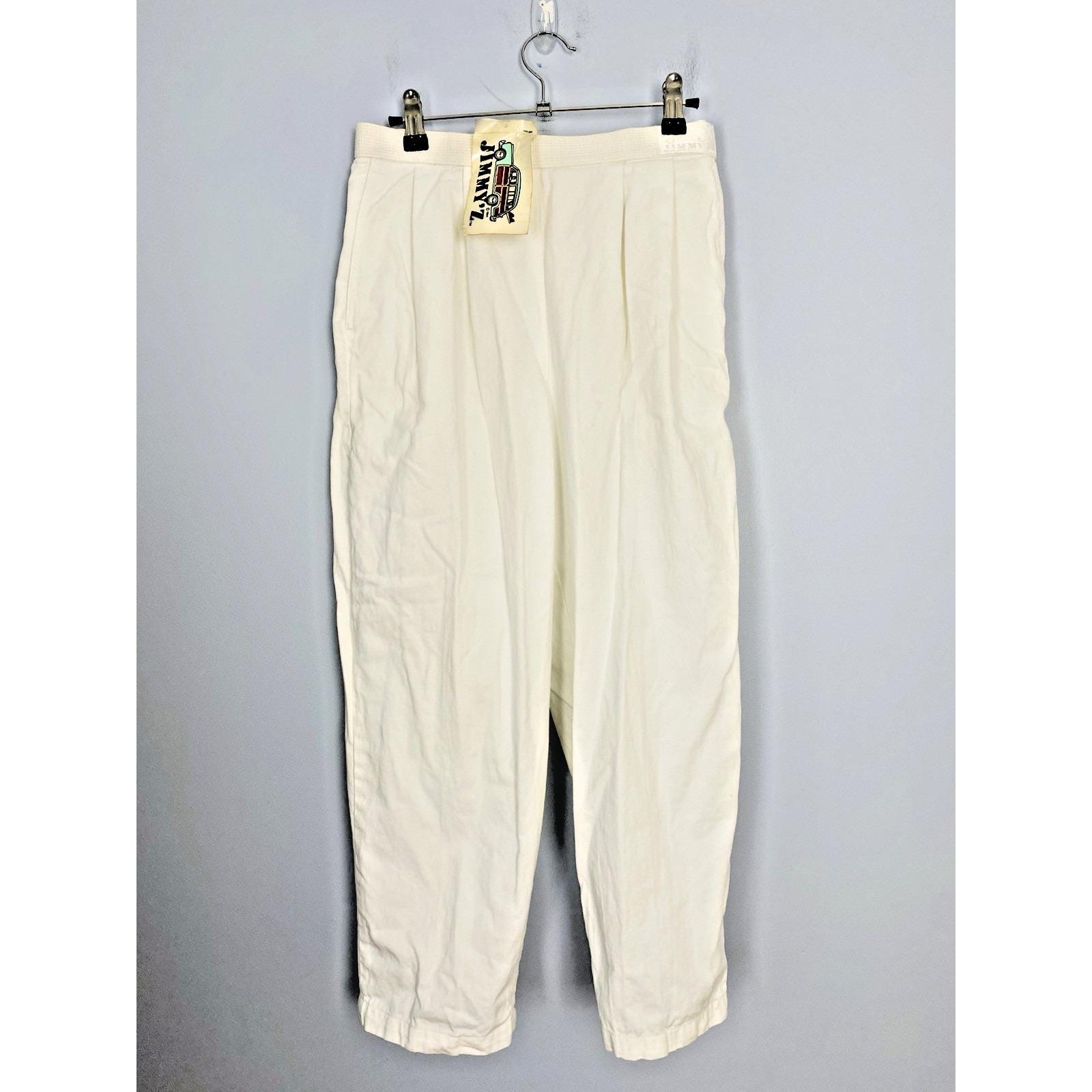Vintage Jimmy Z White Cotton Pants Size 7 80s Skate Surf USA Cali
