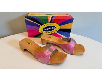 Dr Scholls Damen Größe 8 M Gymnastik Clog Sandale Spezielle Rosa Leder Slide Neu
