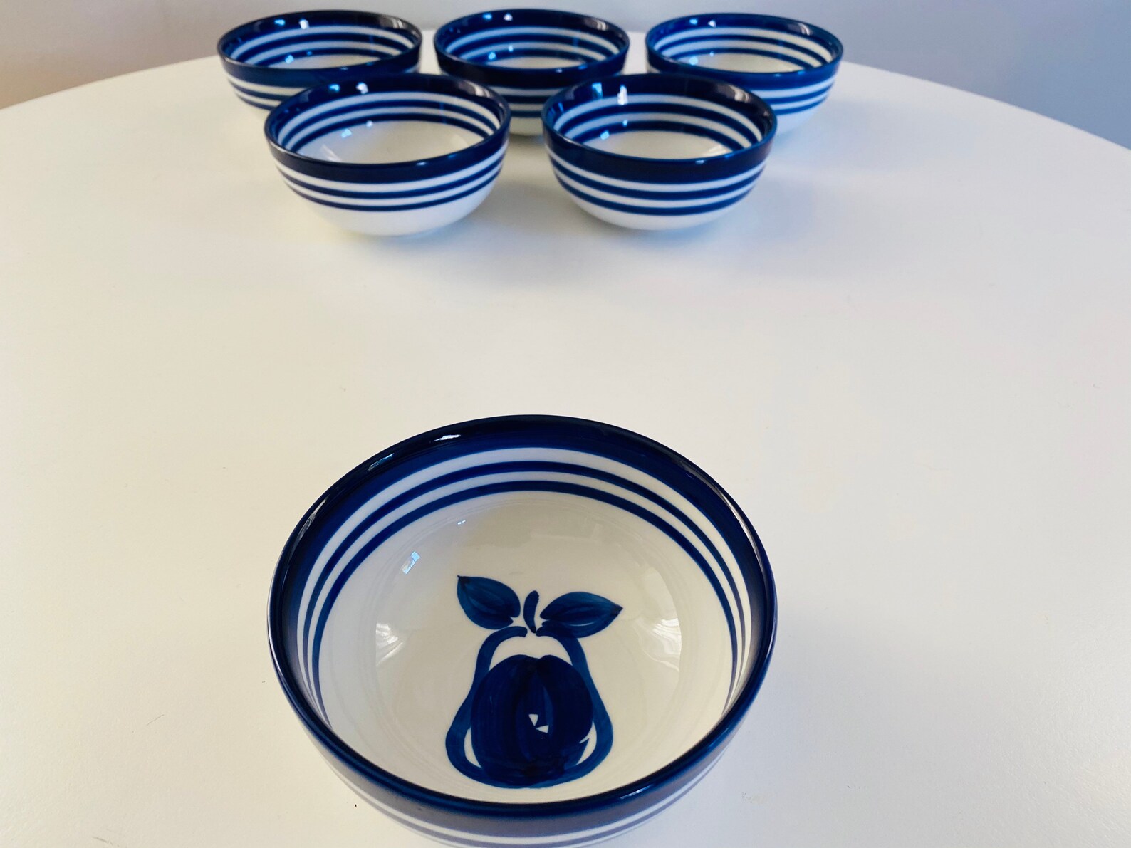 Vintage Dansk Blue and White Cereal Bowls with Pears Set of Etsy