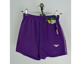 Vintage 80s Wrangler Activewear Purple Shorts M Elastic Waistband Deadstock USA