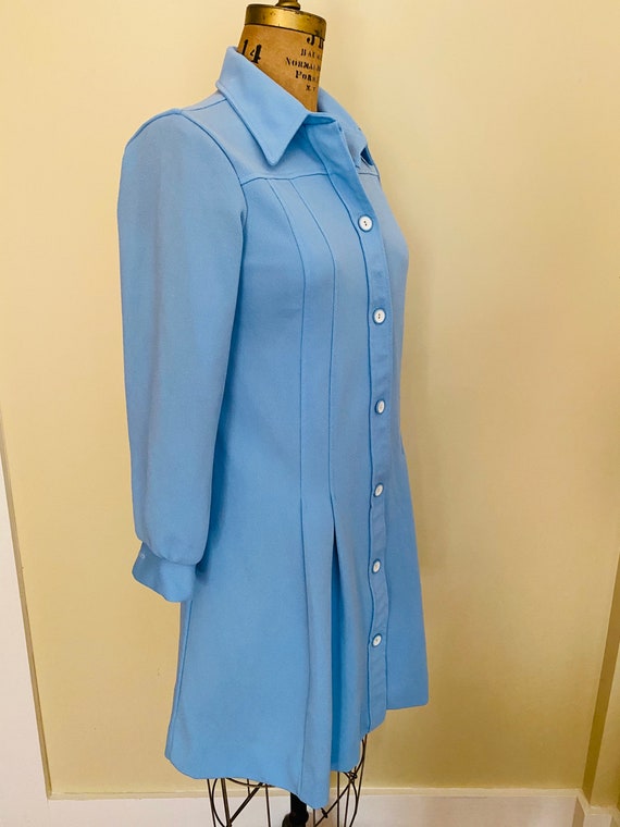 Vintage Sears Fashions, Blue Polyester Dress, Pol… - image 2