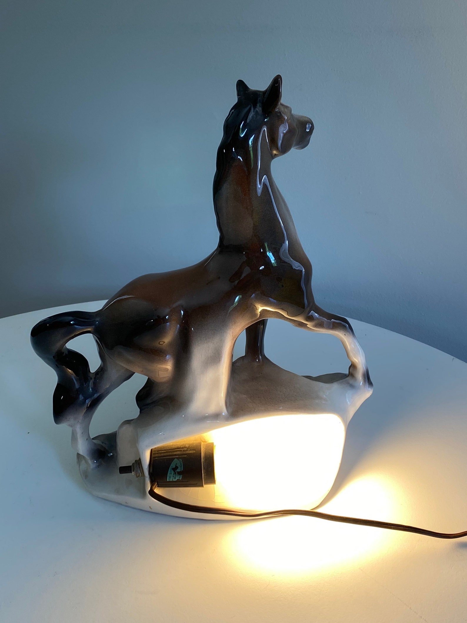 Vintage Horse TV Lamp Brown Stallion TV Lamp Mid Century Etsy